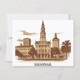 Cartão Postal Savannah Georgia vintage Skyline