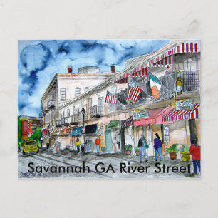 Cartão Postal savannah_river_street_painting, Savannah GA Riv...