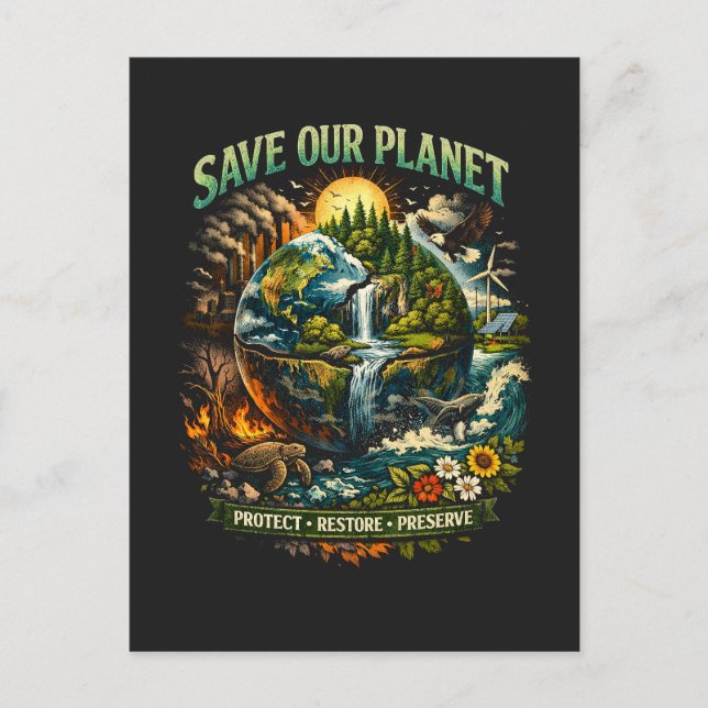 Cartão Postal Save Our Planet (Frente)
