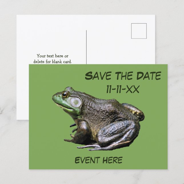 Cartão Postal Save The Date Bullfrog Nature (Frente/Verso)