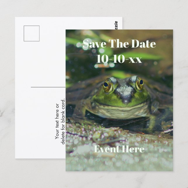 Cartão Postal Save The Date Cute Frog Nature  (Frente/Verso)