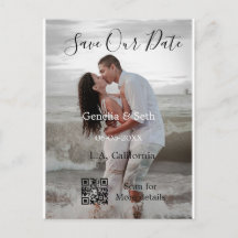 Save the date simple minimal QR scan code details 