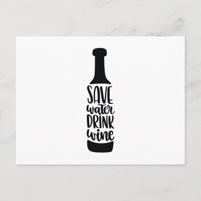 Cartão Postal Save water Drink wine (Frente)