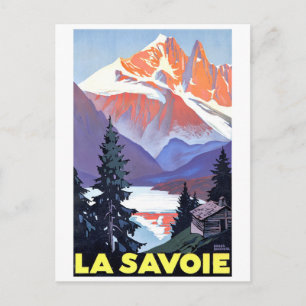 Cartão Postal Savoie, Alpes franceses, França, montanha de neve