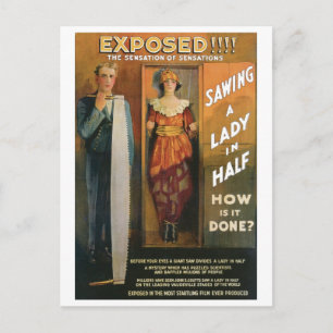 Cartão Postal Sawing A Lady Em Meia-Magia Vintage Magic Act