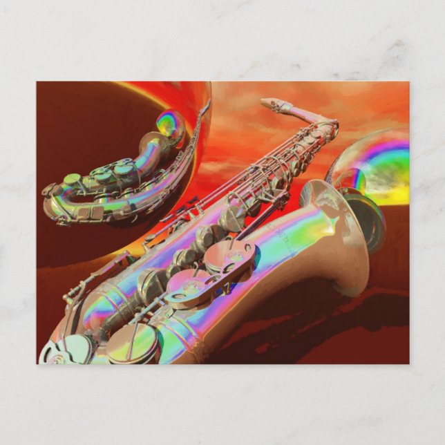 Cartão Postal Saxaphone Por Lenny (Frente)