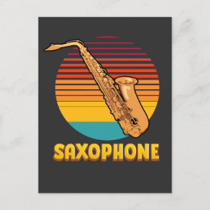 Cartão Postal Saxofone Retro