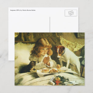 Cartão Postal Saying Our Prayers, Suspense Charles Burton Barber