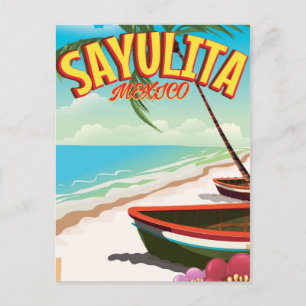 Cartão Postal Sayulita poster de viagens mexicano