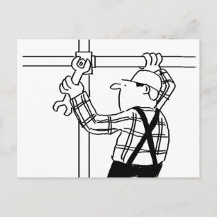 Cartão Postal Scaffolder e Scaffolding Cartoon
