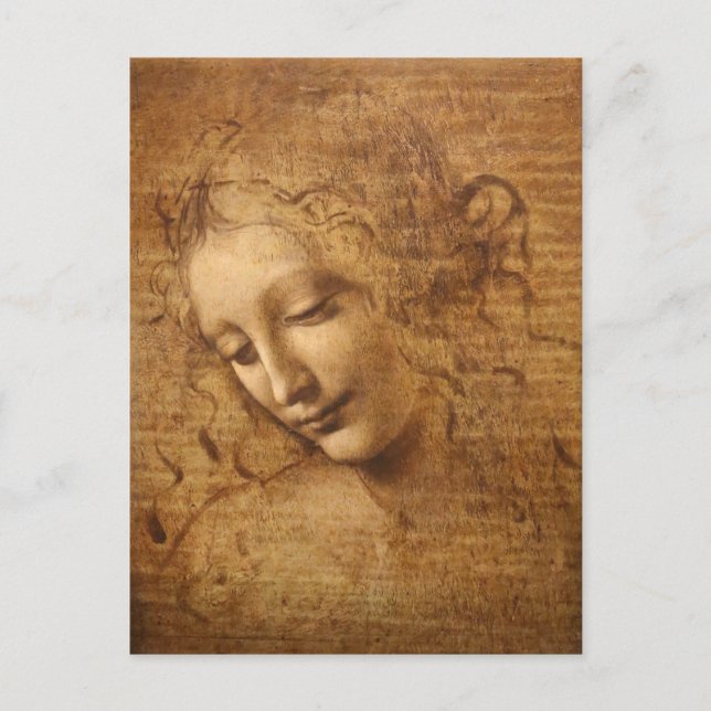 Cartão Postal Scapigliata de Leonardo da Vinci, Chefe de Mulher (Frente)