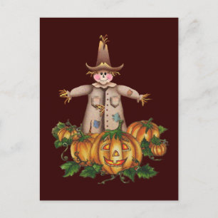 Cartão Postal SCARECROW & PUMPKIN PATCH by SHARON SHARPE