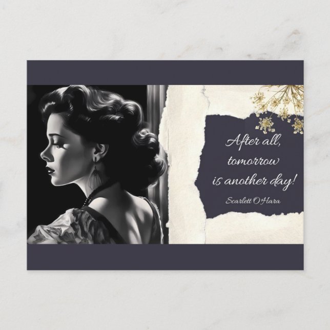 Cartão Postal Scarlett O'Hara & Citação Belo Cartaz Retrato (Frente)