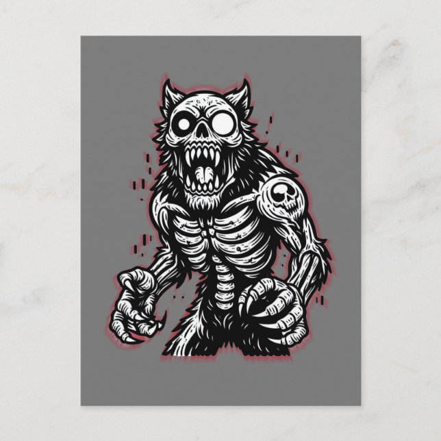 Cartão Postal Scary Halloween Zombie Werewolf (Frente)