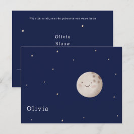 Cartão Postal Schattige Maan en Sterren Nacht Baby Geboorte