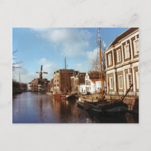 Cartão Postal Schiedam, moinhos de vento e batelões