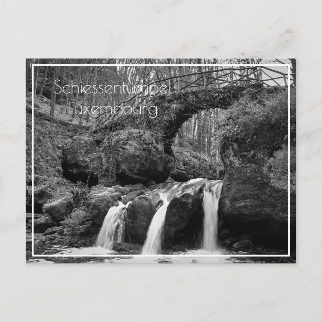 Cartão Postal Schiessentumpel Waterfall Luxembourg Monocromo (Frente)