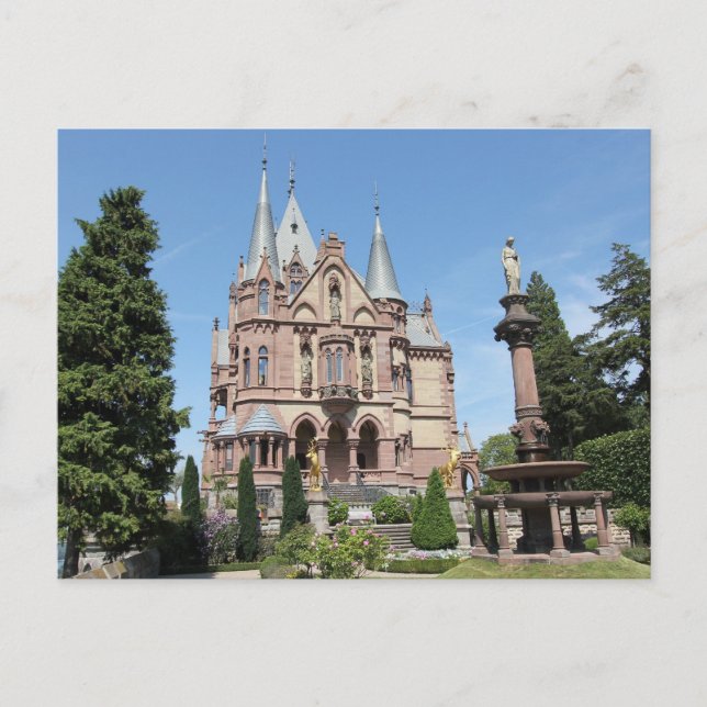 Cartão Postal Schloss Drachenburg sobre Drachenfels (Frente)