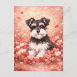 Cartão Postal Schnauzer do Dia dos Namorados com Corações
