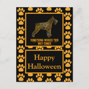Cartão Postal Schnauzer Dog Silhoueen Feliz Halloween