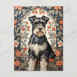 Cartão Postal Schnauzer Elegante Floral Inspirado em William Mor