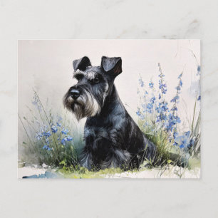 Cartão Postal Schnauzer em Aquarela