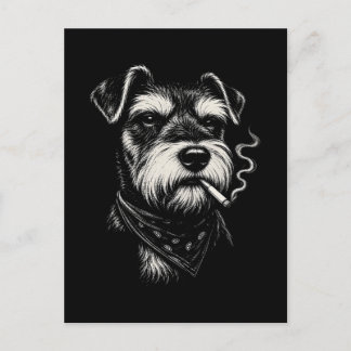 Cartão Postal Schnauzer Fumante Amante de Cachorro Engraçado Vin