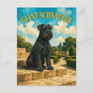 Cartão Postal Schnauzer Gigante, Arte de Cachorro em Aquarela Vi