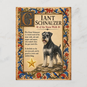 Cartão Postal Schnauzer Gigante, Arte Medieval de Bestiário