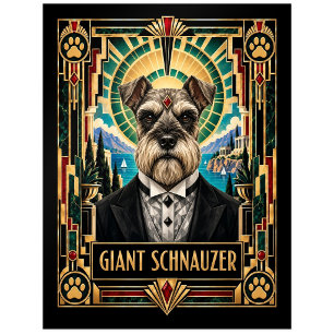 Cartão Postal Schnauzer Gigante, Cão Art Déco