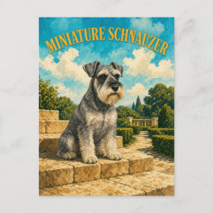 Cartão Postal Schnauzer Miniatura, Arte de Cachorro em Aquarela