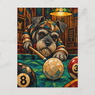 Cartão Postal Schnauzer Miniatura, Mosaico Geométrico