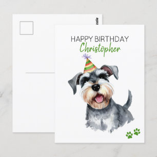 Cartão Postal Schnauzer Personalizado Feliz Aniversário 