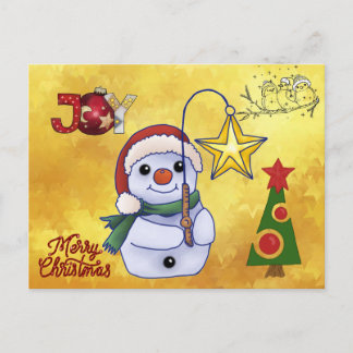 Cartão Postal Schneemann mit Stern