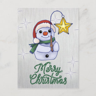 Cartão Postal Schneemann mit Stern