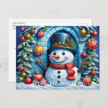 Schneemann mit Weihnachtsdeko -
