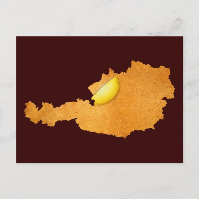 Cartão Postal Schnitzel Vienense - Mapa da Áustria (Frente)
