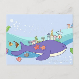Cartão Postal School of fishes swimming in underwater town