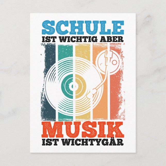 Cartão Postal Schule Ist Wichtig Aber Musik Ist Wichtiger Vinyl  (Frente)