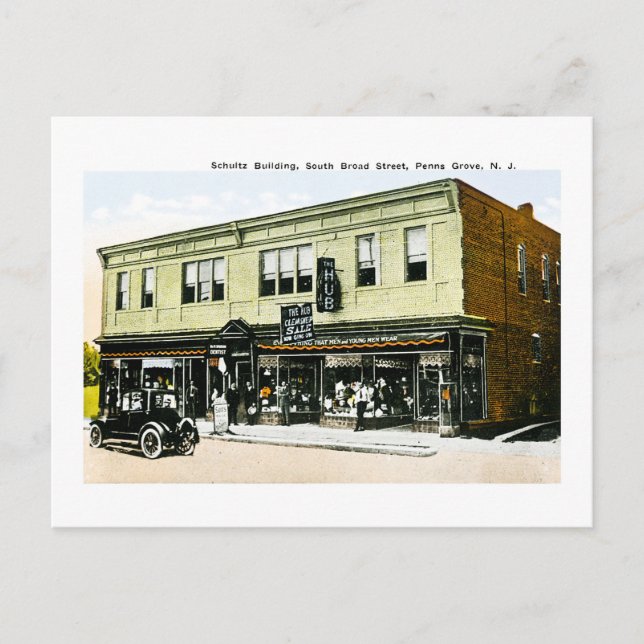 Cartão Postal Schultz Building, Penns Grove, Nova Jersey (Frente)