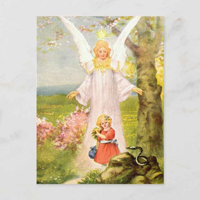 Cartão Postal Schutzengel Mädchen und Schlange (Frente)