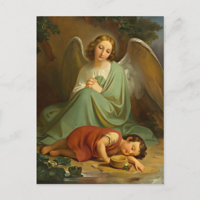 Cartão Postal Schutzengel und schlafende Kind (Frente)