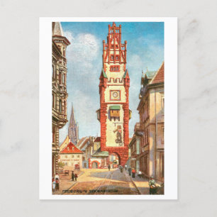Cartão Postal Schwabentor antigo em Freiburg, Alemanha