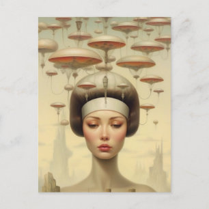 Cartão Postal Scifi Steampunk Mulher