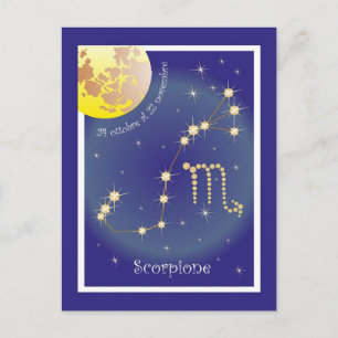 Cartão Postal Scorpione 24 ottobre al 22 novembre Postkarte