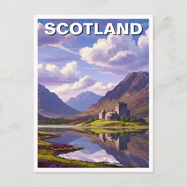 Cartão Postal Scotland Highlands Castle Viagem (Frente)