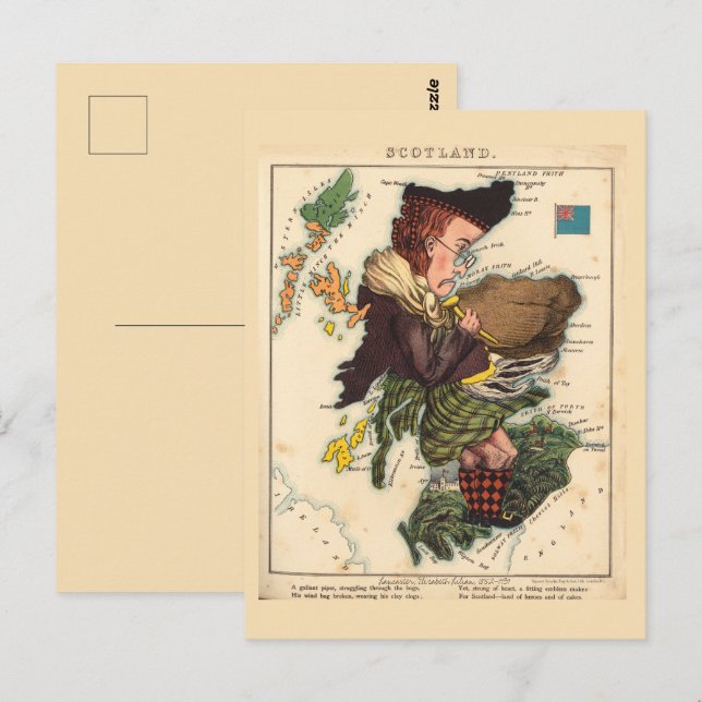 Cartão Postal Scotland Pictorial maps Vintage Postcard (Frente/Verso)