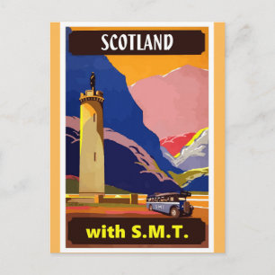 Cartão Postal Scotland Vintage SMT Bus Poster de viagens