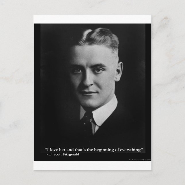 Cartão Postal Scott Fitzgerald "Amor/ Começo" Citações Presentes (Frente)