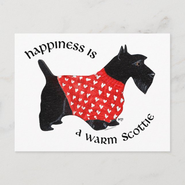 Cartão Postal Scottie com Suéter Xadrez Vermelho (Frente)